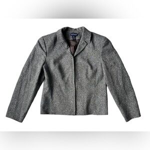 Ann Taylor Gray Silk Wool Blend Marled Elegant Zip Front Jacket Coat Women’s 10